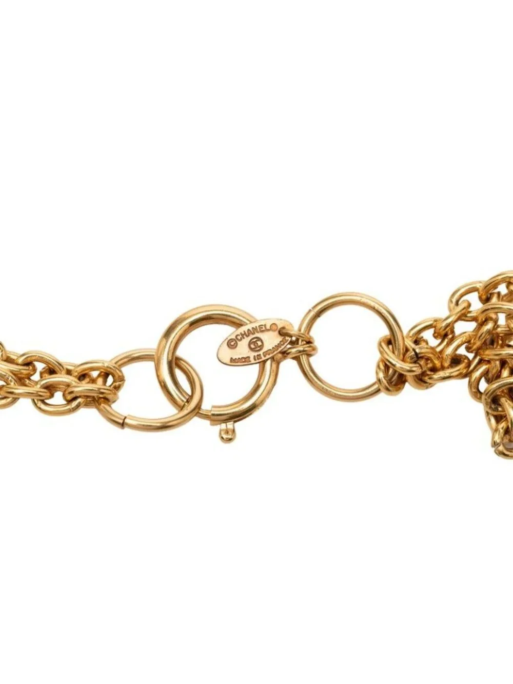 Chanel Vintage Chain Long Necklace Gold Plated Faux Pearl